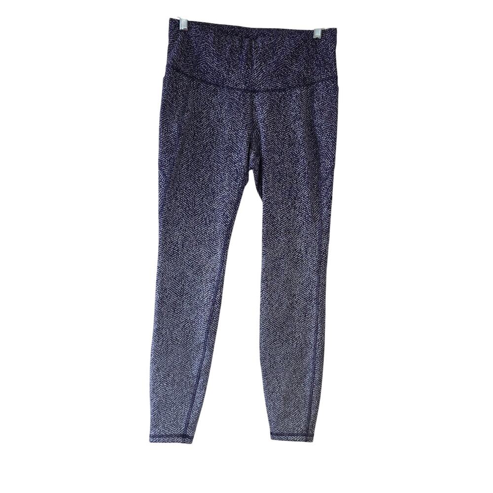 All in Motion High Rise Herringbone Leggings Navy White Womens Size M